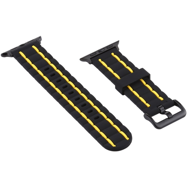 Skorter | For Apple Watch 5 & 4 44mm / 3 & 2 & 1 42mm Silicone Wave Style Watch Band (Yellow)