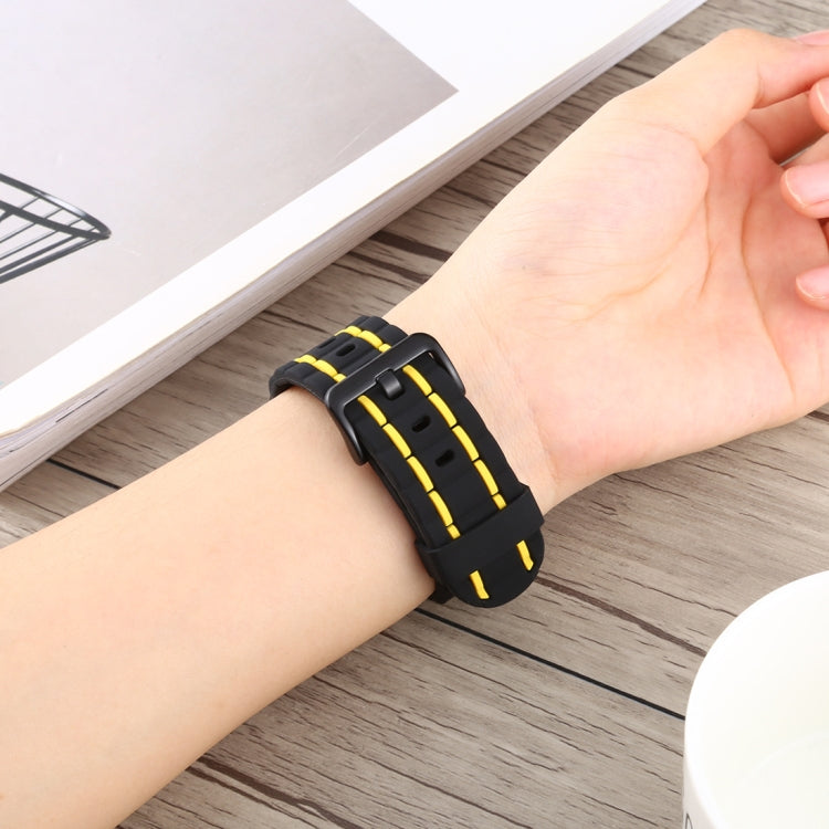 Skorter | For Apple Watch 5 & 4 44mm / 3 & 2 & 1 42mm Silicone Wave Style Watch Band (Yellow)