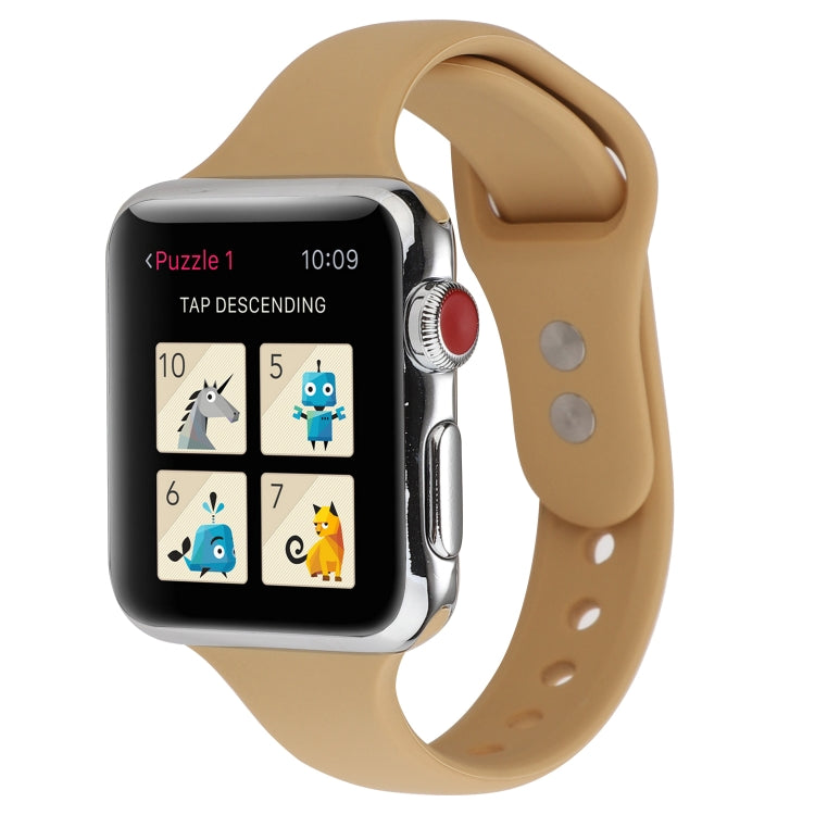 Skorter | For Apple Watch 5 & 4 44mm / 3 & 2 & 1 42mm Thin Silicone Double Closure Band (Walnut)