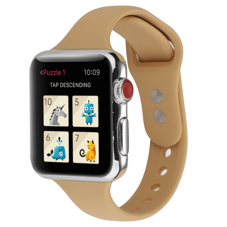 Skorter | For Apple Watch 5 & 4 44mm / 3 & 2 & 1 42mm Thin Silicone Double Closure Band (Walnut)