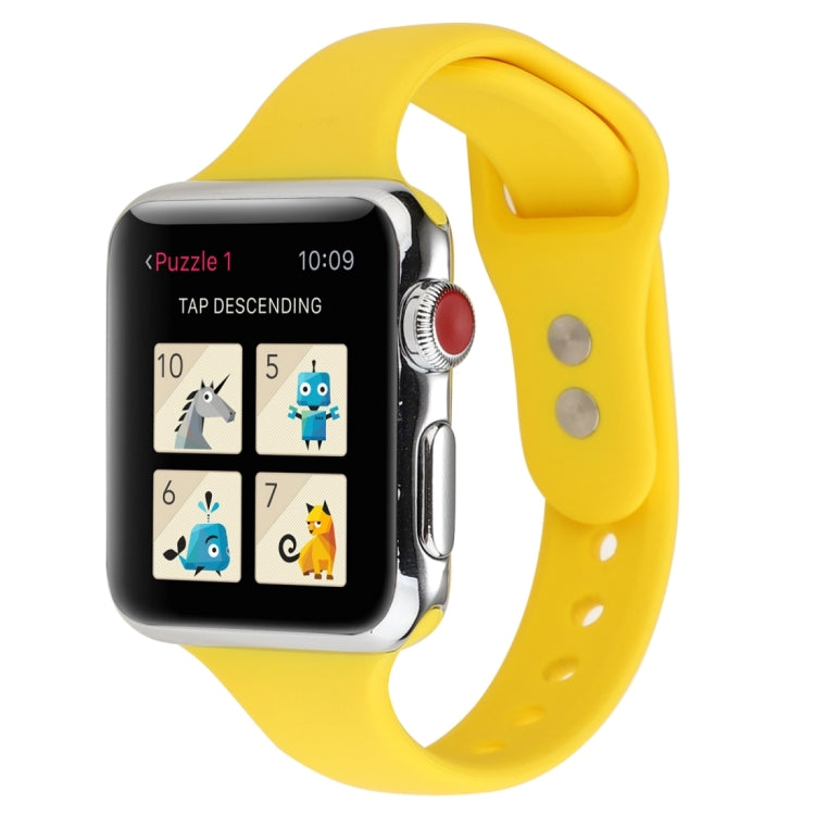 Skorter | For Apple Watch 5 & 4 44mm / 3 & 2 & 1 42mm Thin Silicone Double Closure Watch Strap (Yellow)