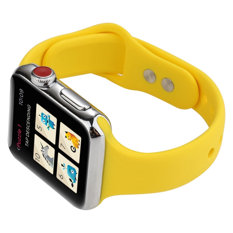 Skorter | For Apple Watch 5 & 4 44mm / 3 & 2 & 1 42mm Thin Silicone Double Closure Watch Strap (Yellow)