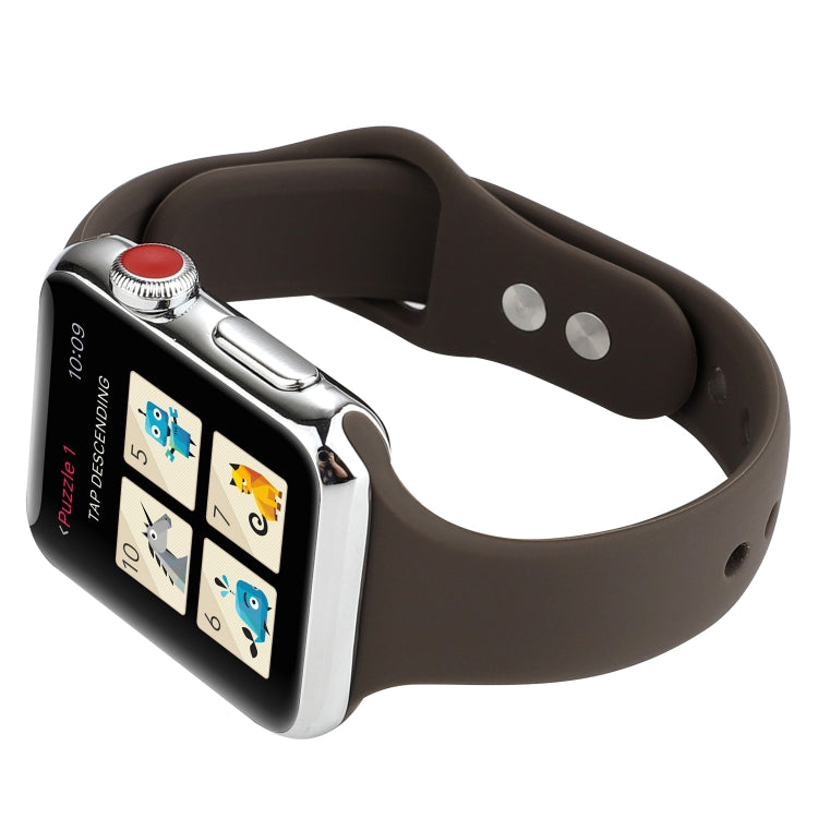 Skorter | For Apple Watch 5 & 4 44mm / 3 & 2 & 1 42mm Thin Silicone Double Closure Watch Band (Cocoa)