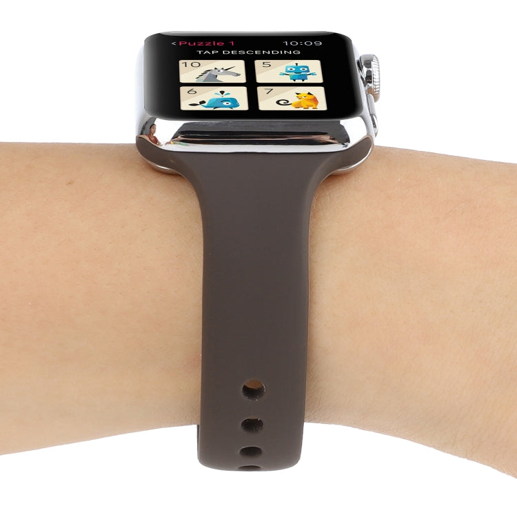 Skorter | For Apple Watch 5 & 4 44mm / 3 & 2 & 1 42mm Thin Silicone Double Closure Watch Band (Cocoa)