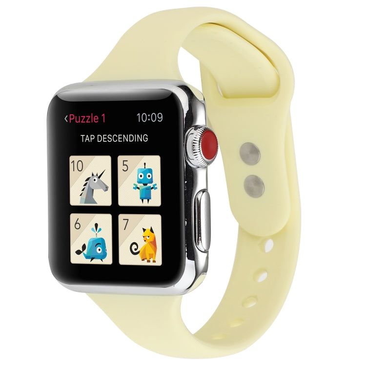 Skorter | For Apple Watch 5 & 4 44mm / 3 & 2 & 1 42mm Thin Silicone Double Closure Watch Strap (Cream Yellow)