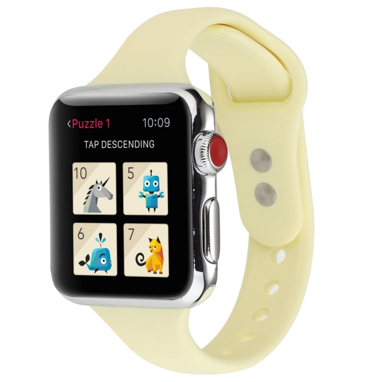 Skorter | For Apple Watch 5 & 4 44mm / 3 & 2 & 1 42mm Thin Silicone Double Closure Watch Strap (Cream Yellow)