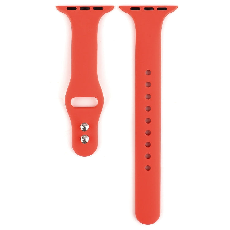 Skorter | For Apple Watch 5 & 4 44mm / 3 & 2 & 1 42mm Thin Silicone Double Buckle Band (Coral Red)