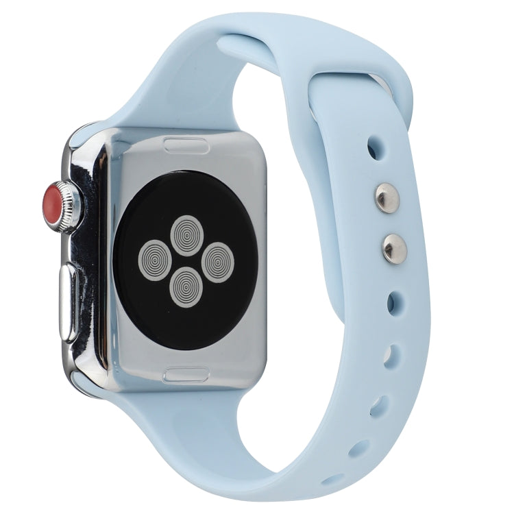 Skorter | For Apple Watch 5 & 4 44mm / 3 & 2 & 1 42mm Thin Silicone Double Buckle Bracelet (Sky Blue)