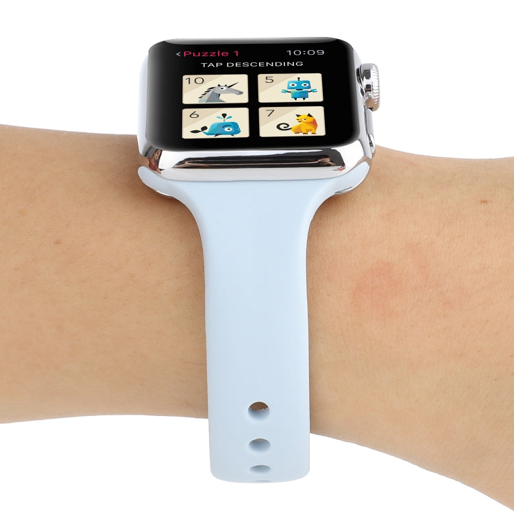Skorter | For Apple Watch 5 & 4 44mm / 3 & 2 & 1 42mm Thin Silicone Double Buckle Bracelet (Sky Blue)