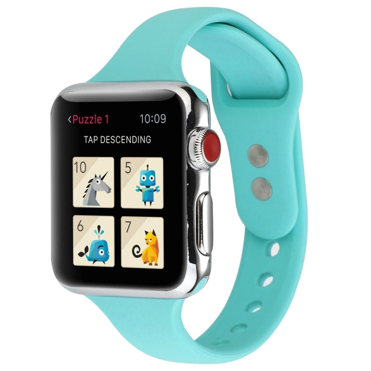 Skorter | For Apple Watch 5 & 4 44mm / 3 & 2 & 1 42mm Thin Silicone Double Buckle Watch Band (Mint Green)