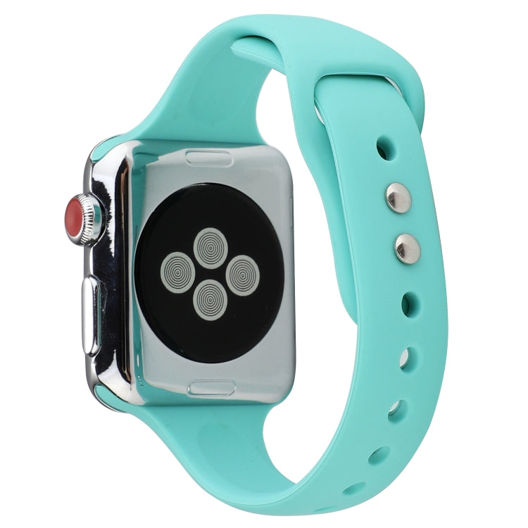 Skorter | For Apple Watch 5 & 4 44mm / 3 & 2 & 1 42mm Thin Silicone Double Buckle Watch Band (Mint Green)