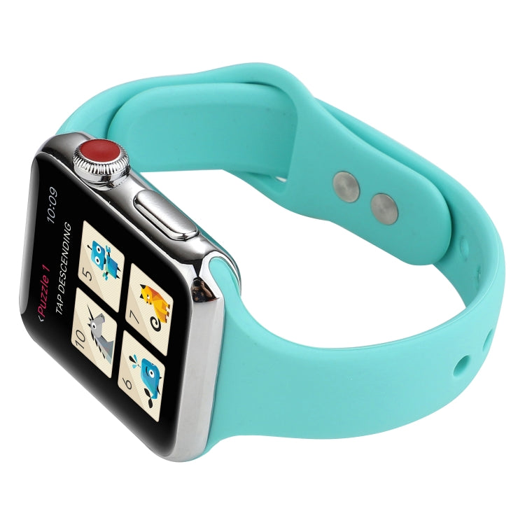 Skorter | For Apple Watch 5 & 4 44mm / 3 & 2 & 1 42mm Thin Silicone Double Buckle Watch Band (Mint Green)