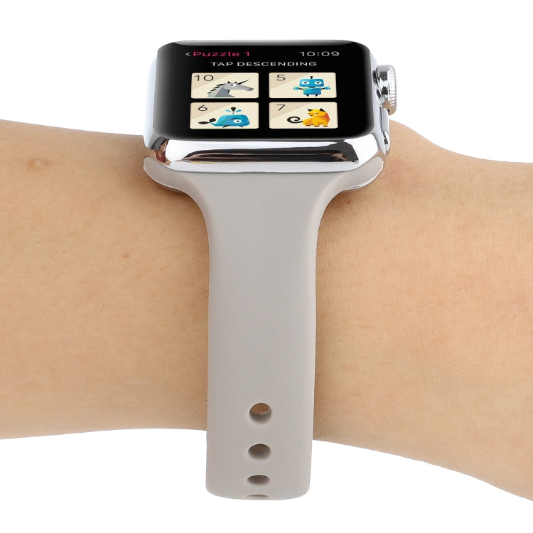 Skorter | For Apple Watch 5 & 4 44mm / 3 & 2 & 1 42mm Thin Silicone Double Closure Watch Strap (Rock Grey)