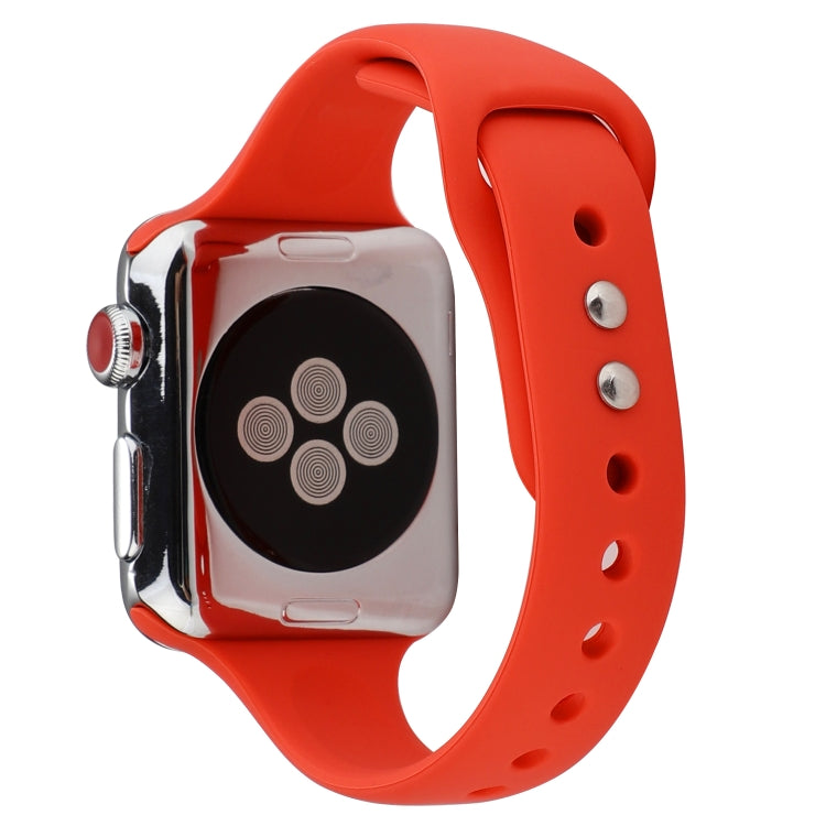 Skorter | For Apple Watch 5 & 4 44mm / 3 & 2 & 1 42mm Thin Silicone Double Buckle Watch Strap (Country Red)