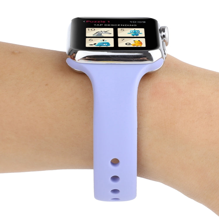 Skorter | For Apple Watch 5 & 4 44mm / 3 & 2 & 1 42mm Slim Silicone Double Closure Watch Band (Lilac)