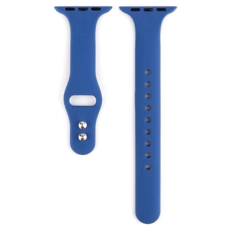 Skorter | For Apple Watch 5 & 4 44mm / 3 & 2 & 1 42mm Thin Silicone Double Buckle Watch Strap (Royal Blue)