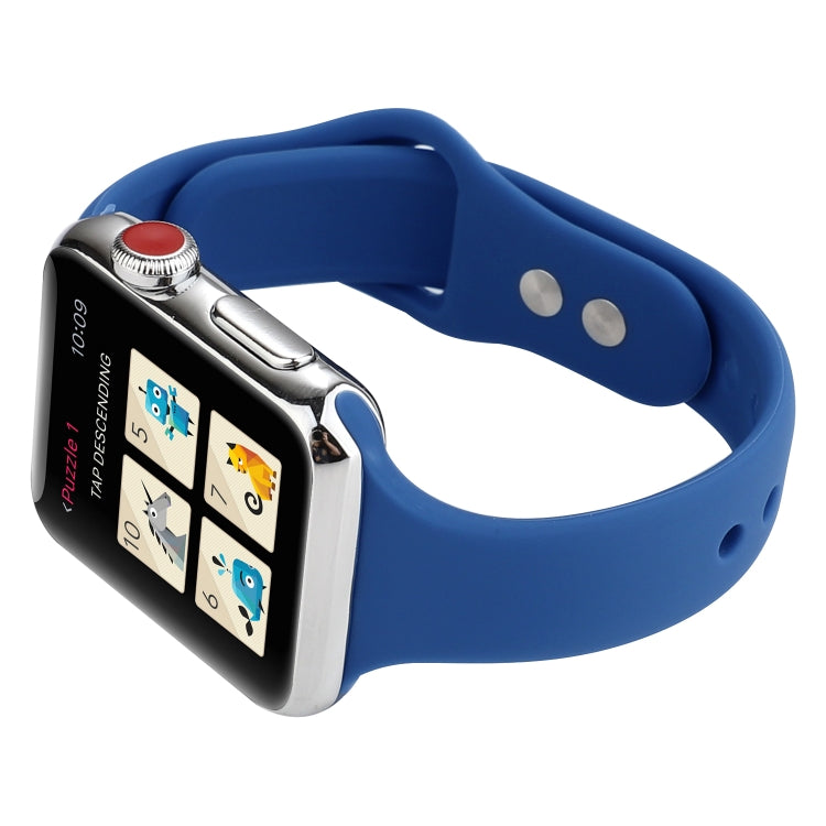 Skorter | For Apple Watch 5 & 4 44mm / 3 & 2 & 1 42mm Thin Silicone Double Buckle Watch Strap (Royal Blue)