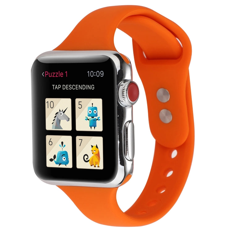 Skorter | For Apple Watch 5 & 4 44mm / 3 & 2 & 1 42mm Thin Silicone Double Closure Watch Band (Orange)