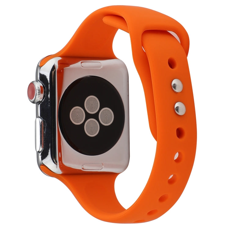 Skorter | For Apple Watch 5 & 4 44mm / 3 & 2 & 1 42mm Thin Silicone Double Closure Watch Band (Orange)