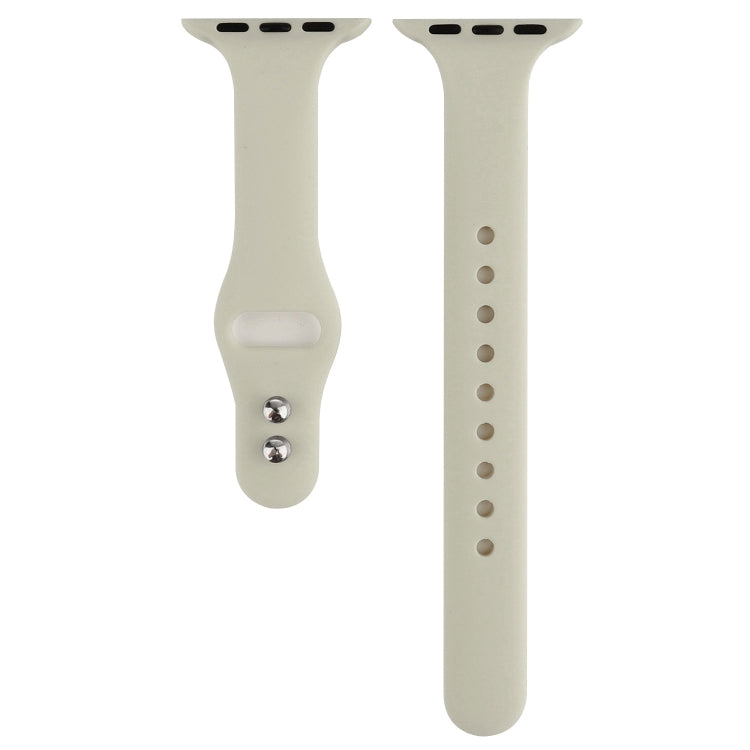 Skorter | For Apple Watch 5 & 4 44mm / 3 & 2 & 1 42mm Thin Silicone Double Buckle Watch Band (Retro White)