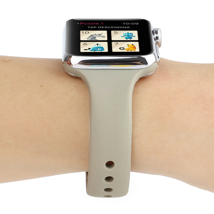 Skorter | For Apple Watch 5 & 4 44mm / 3 & 2 & 1 42mm Thin Silicone Double Buckle Watch Band (Retro White)