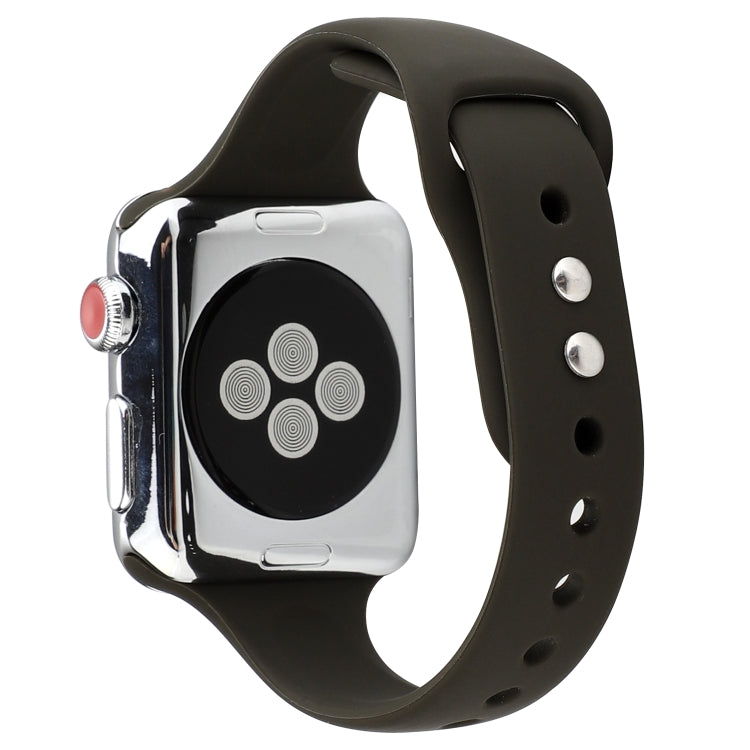 Skorter | For Apple Watch 5 & 4 44mm / 3 & 2 & 1 42mm Thin Silicone Double Closure Watch Band (Olive Green)