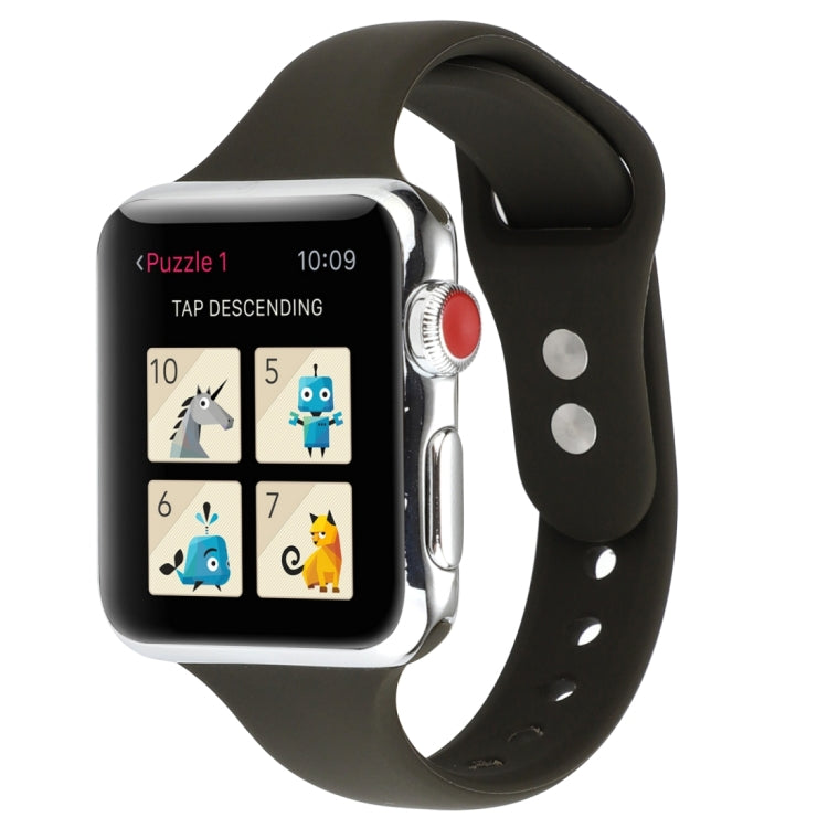 Skorter | For Apple Watch 5 & 4 44mm / 3 & 2 & 1 42mm Thin Silicone Double Closure Watch Band (Olive Green)