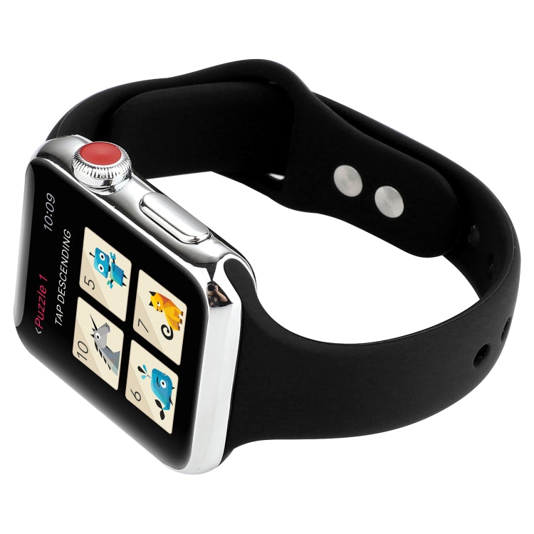 Skorter | For Apple Watch 5 & 4 44mm / 3 & 2 & 1 42mm Thin Silicone Double Buckle Watch Band (Black)