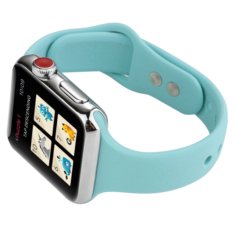 Skorter | For Apple Watch 5 & 4 44mm / 3 & 2 & 1 42mm Thin Silicone Double Closure Band (Amber Green)
