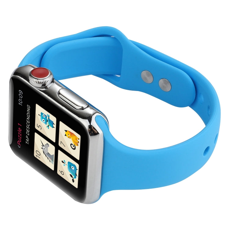 Skorter | For Apple Watch 5 & 4 44mm / 3 & 2 & 1 42mm Thin Silicone Double Closure Watch Band (Blue)