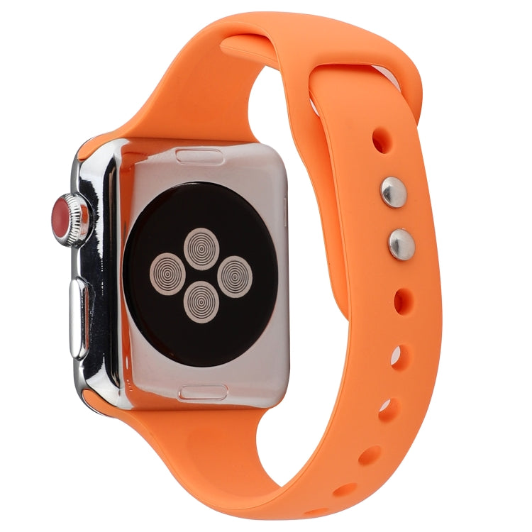Skorter | For Apple Watch 5 & 4 44mm / 3 & 2 & 1 42mm Thin Silicone Double Closure Watch Band (Papaya Yellow)