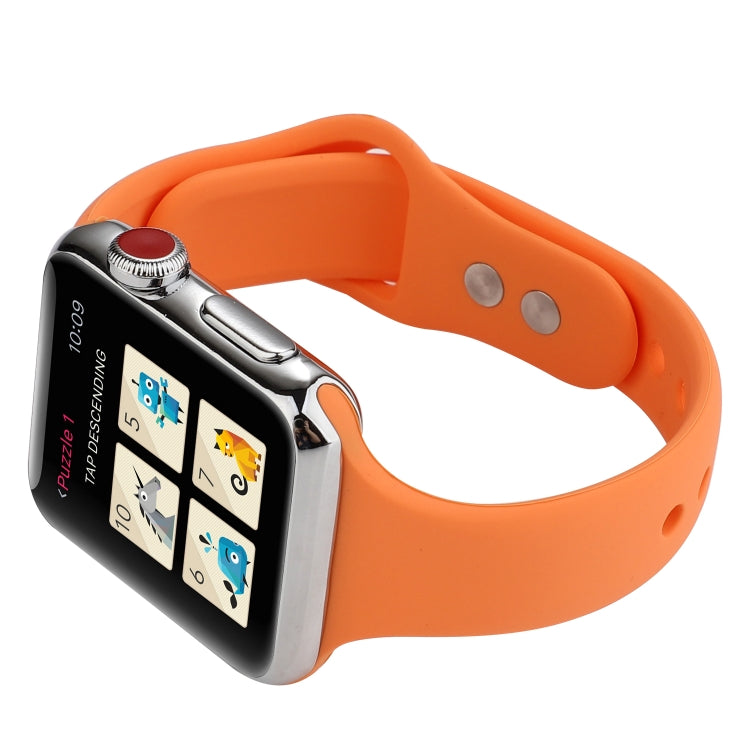 Skorter | For Apple Watch 5 & 4 44mm / 3 & 2 & 1 42mm Thin Silicone Double Closure Watch Band (Papaya Yellow)