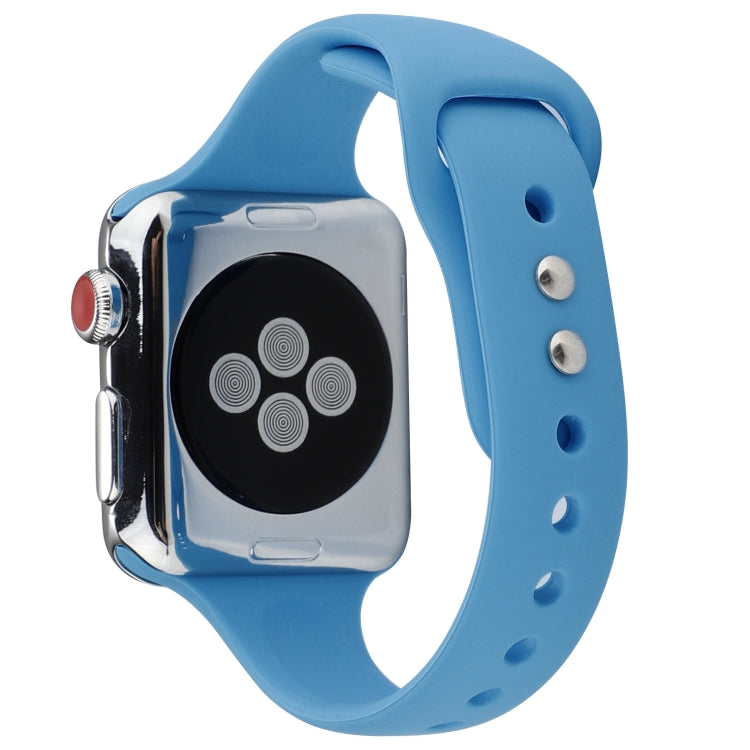 Skorter | For Apple Watch 5 & 4 44mm / 3 & 2 & 1 42mm Thin Silicone Double Buckle Strap (Denim Blue)