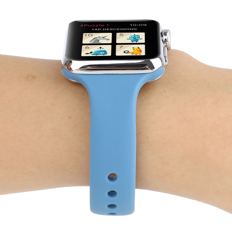 Skorter | For Apple Watch 5 & 4 44mm / 3 & 2 & 1 42mm Thin Silicone Double Buckle Strap (Denim Blue)