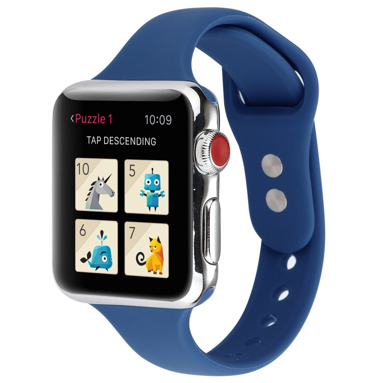 Skorter | For Apple Watch 5 & 4 44mm / 3 & 2 & 1 42mm Thin Silicone Double Buckle Watch Strap (Horizon Blue)