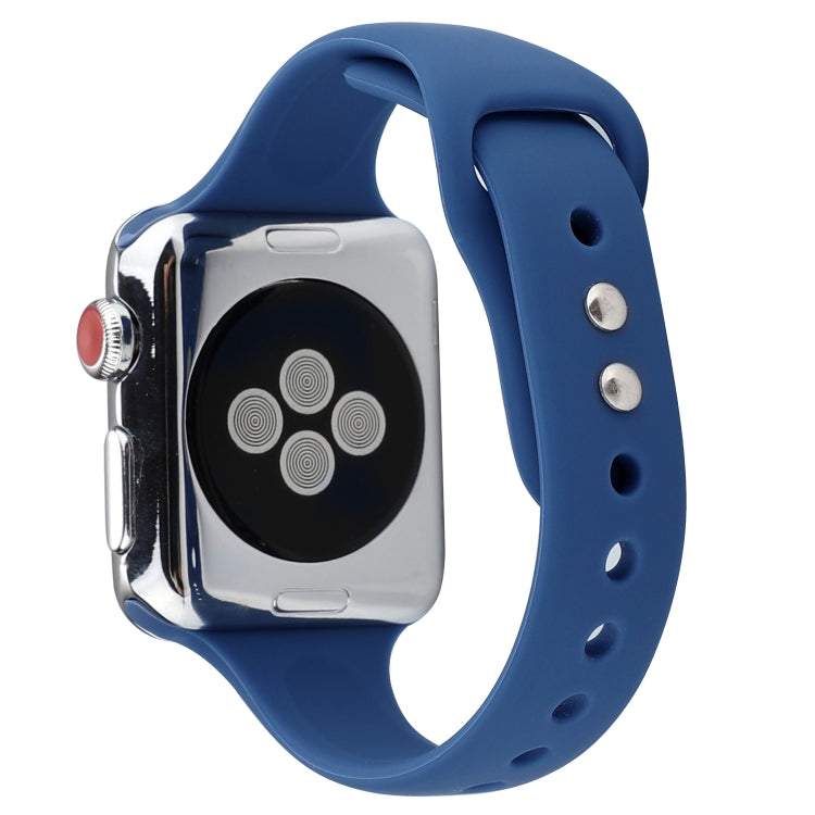 Skorter | For Apple Watch 5 & 4 44mm / 3 & 2 & 1 42mm Thin Silicone Double Buckle Watch Strap (Horizon Blue)