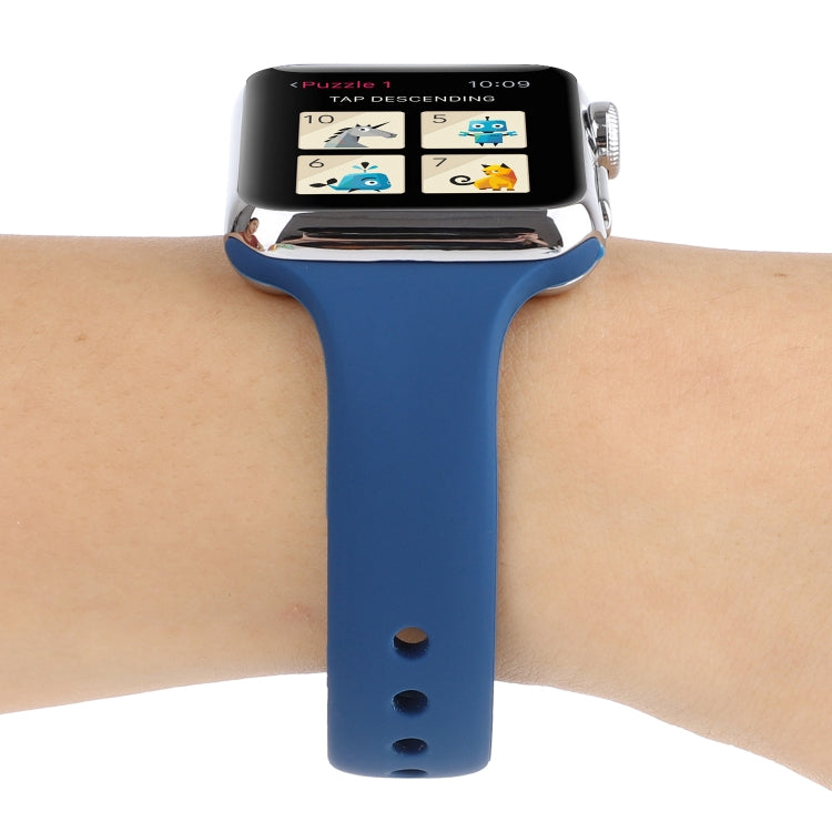 Skorter | For Apple Watch 5 & 4 44mm / 3 & 2 & 1 42mm Thin Silicone Double Buckle Watch Strap (Horizon Blue)