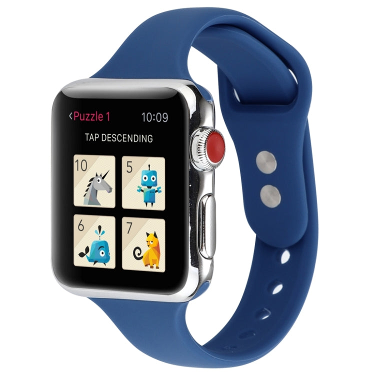 Skorter | For Apple Watch 5 & 4 44mm / 3 & 2 & 1 42mm Thin Silicone Double Buckle Watch Strap (Horizon Blue)