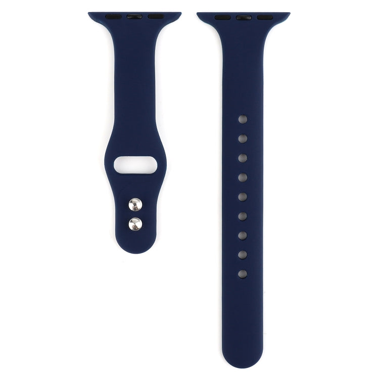 Skorter | For Apple Watch 5 & 4 44mm / 3 & 2 & 1 42mm Slim Silicone Double Closure Watch Strap (Midnight Blue)