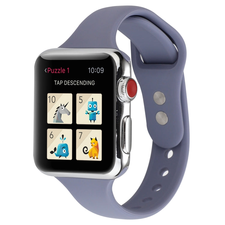 Skorter | For Apple Watch 5 & 4 44mm / 3 & 2 & 1 42mm Thin Silicone Double Buckle Strap (Lavender Gray)
