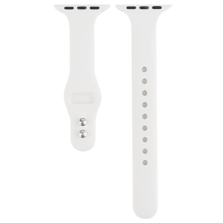 Skorter | For Apple Watch 5 & 4 44mm / 3 & 2 & 1 42mm Thin Silicone Double Buckle Watch Strap (White)