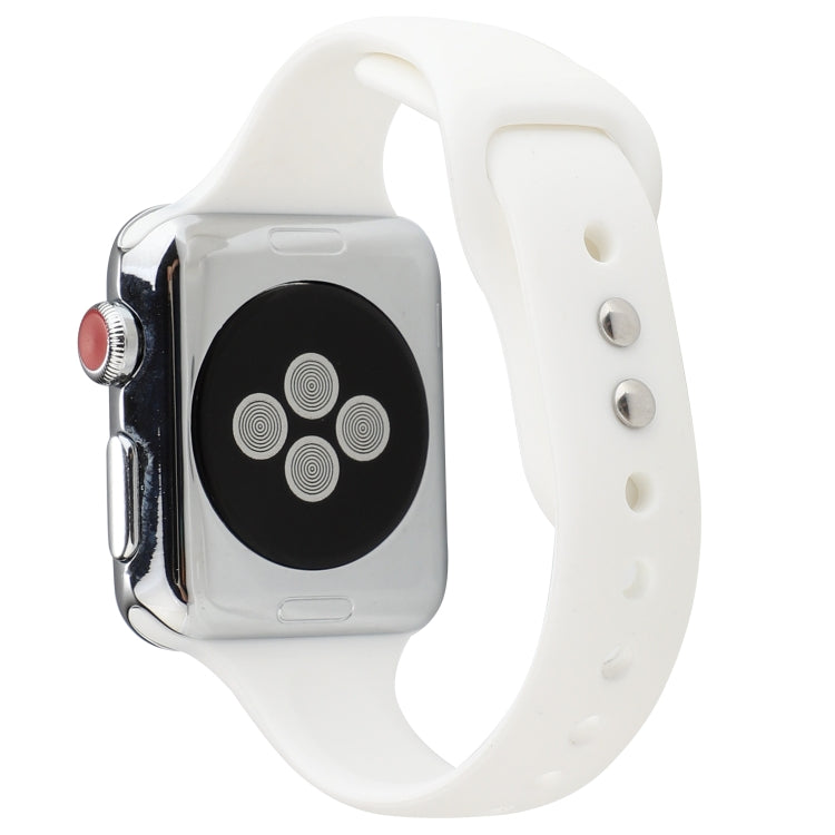 Skorter | For Apple Watch 5 & 4 44mm / 3 & 2 & 1 42mm Thin Silicone Double Buckle Watch Strap (White)