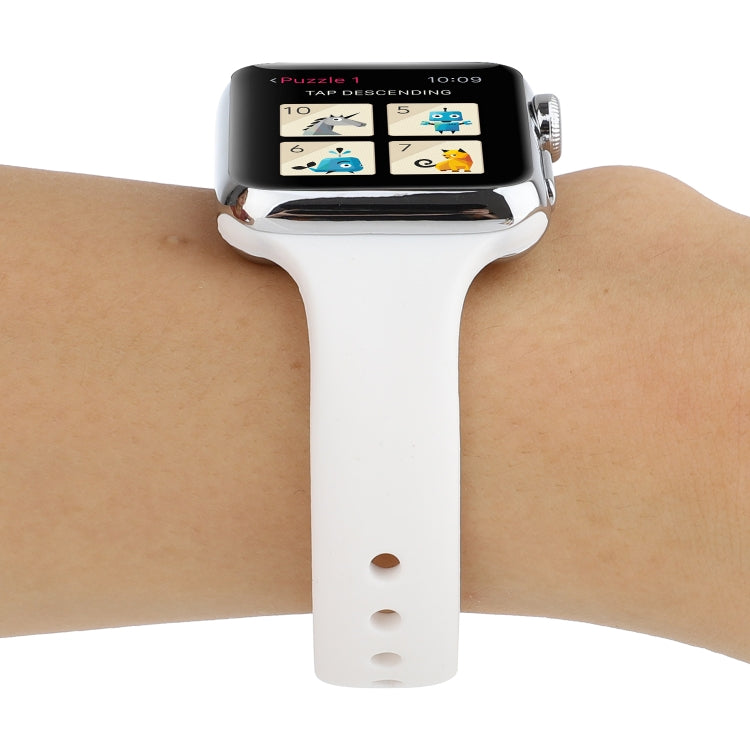 Skorter | For Apple Watch 5 & 4 44mm / 3 & 2 & 1 42mm Thin Silicone Double Buckle Watch Strap (White)