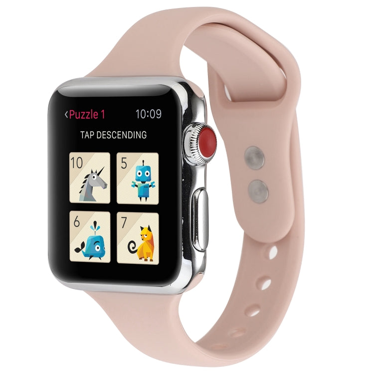 Skorter | For Apple Watch 5 & 4 44mm / 3 & 2 & 1 42mm Thin Silicone Double Buckle Strap (Sand Pink)