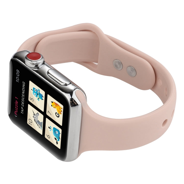 Skorter | For Apple Watch 5 & 4 44mm / 3 & 2 & 1 42mm Thin Silicone Double Buckle Strap (Sand Pink)