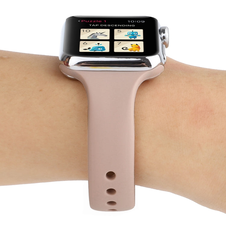 Skorter | For Apple Watch 5 & 4 44mm / 3 & 2 & 1 42mm Thin Silicone Double Buckle Strap (Sand Pink)