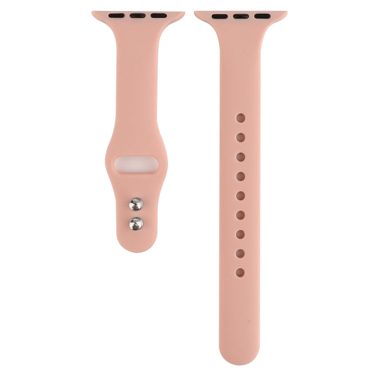 Skorter | For Apple Watch 5 & 4 44mm / 3 & 2 & 1 42mm Thin Silicone Double Buckle Watch Strap (Retro Rose)