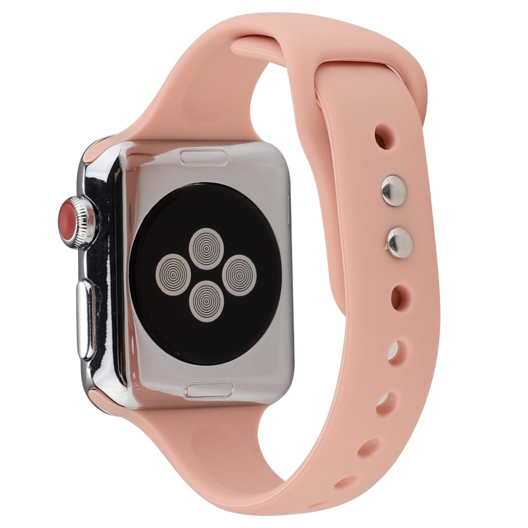 Skorter | For Apple Watch 5 & 4 44mm / 3 & 2 & 1 42mm Thin Silicone Double Buckle Watch Strap (Retro Rose)