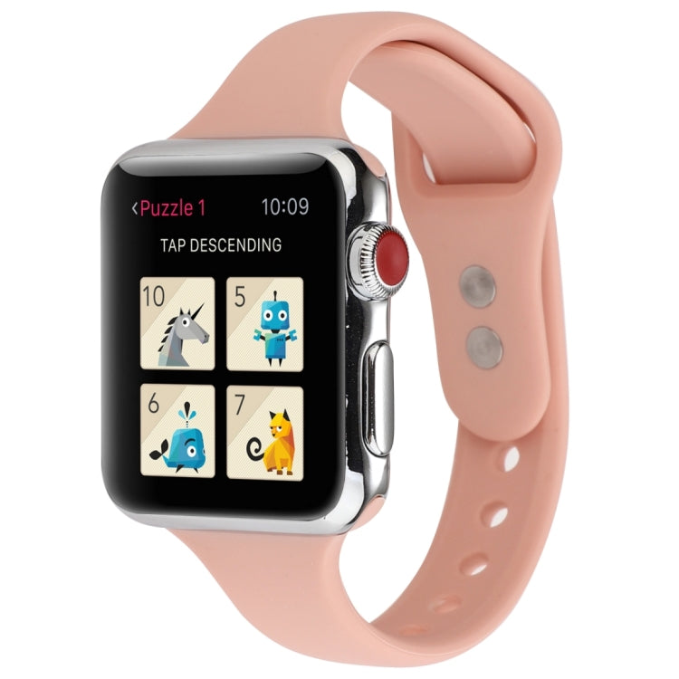 Skorter | For Apple Watch 5 & 4 44mm / 3 & 2 & 1 42mm Thin Silicone Double Buckle Watch Strap (Retro Rose)