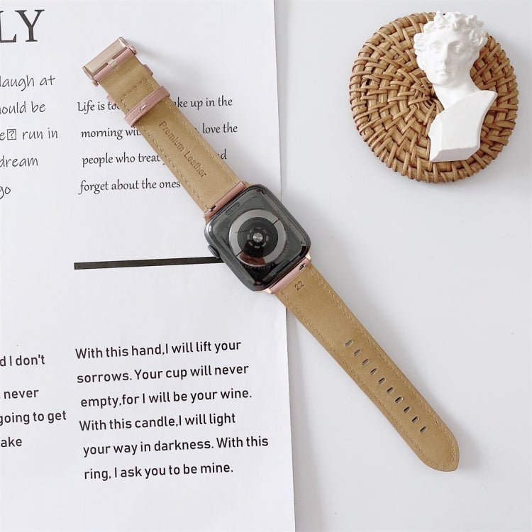 Skorter | For Apple Watch 5 & 4 44mm / 3 & 2 & 1 42mm V Tail Style Stitching Leather Watch Band (Brown)